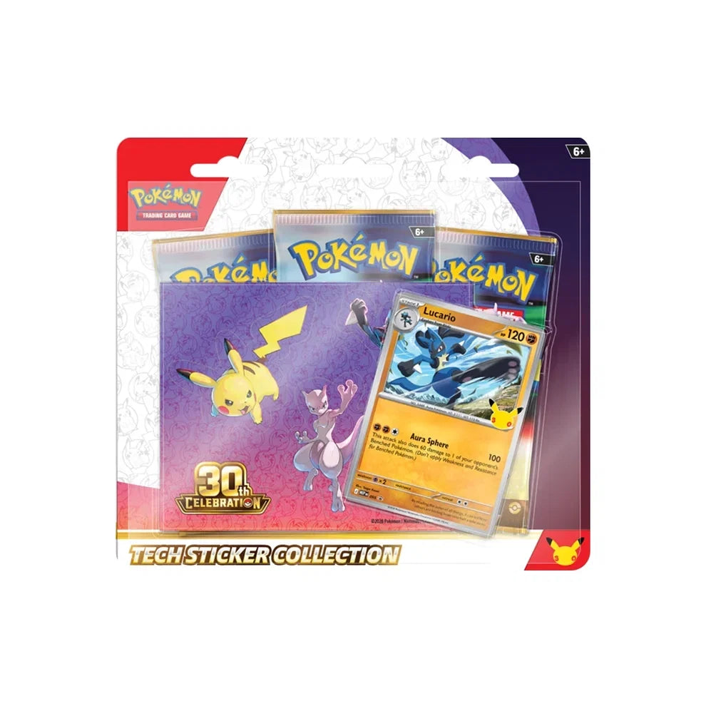 Pokémon TCG – 30th Celebration Lucario Tech Sticker Collection – 3 Boosters – English