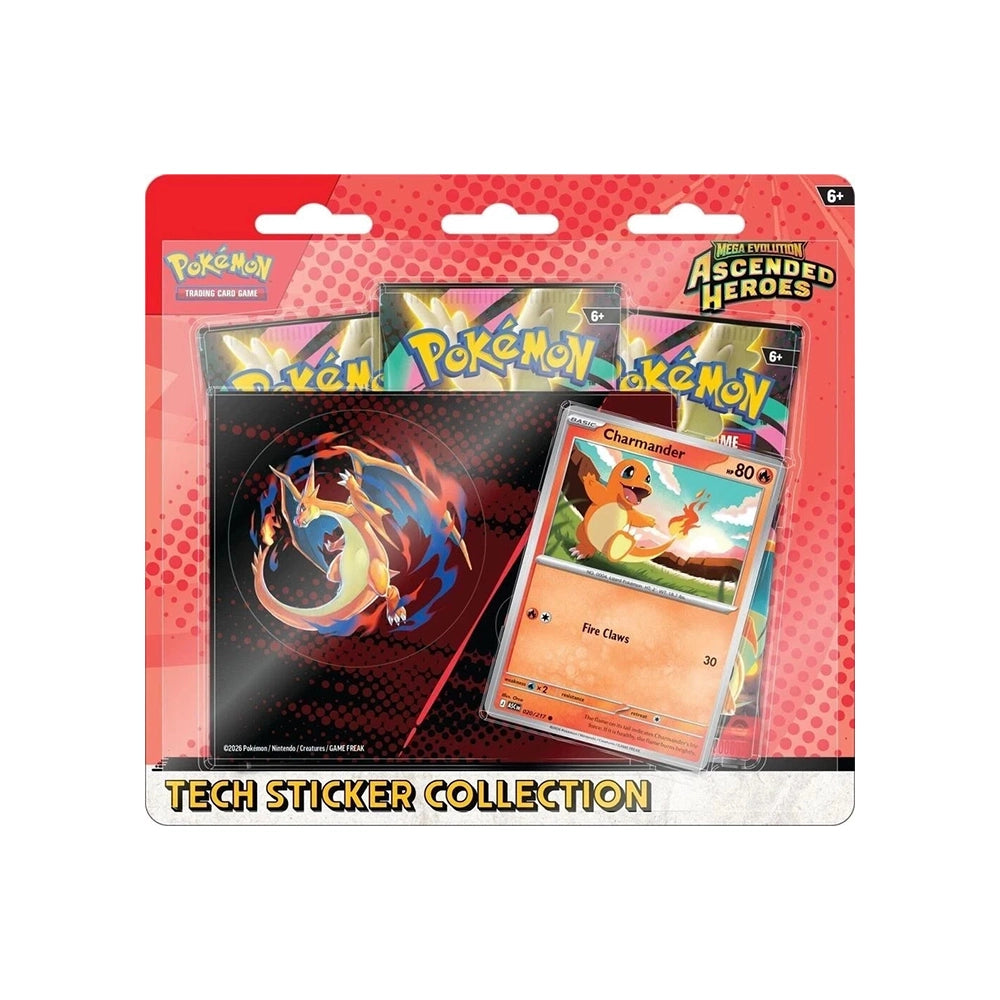 Pokémon TCG – Mega Evolution: Ascended Heroes Charmander Tech Sticker Collection – 3 Boosters – English