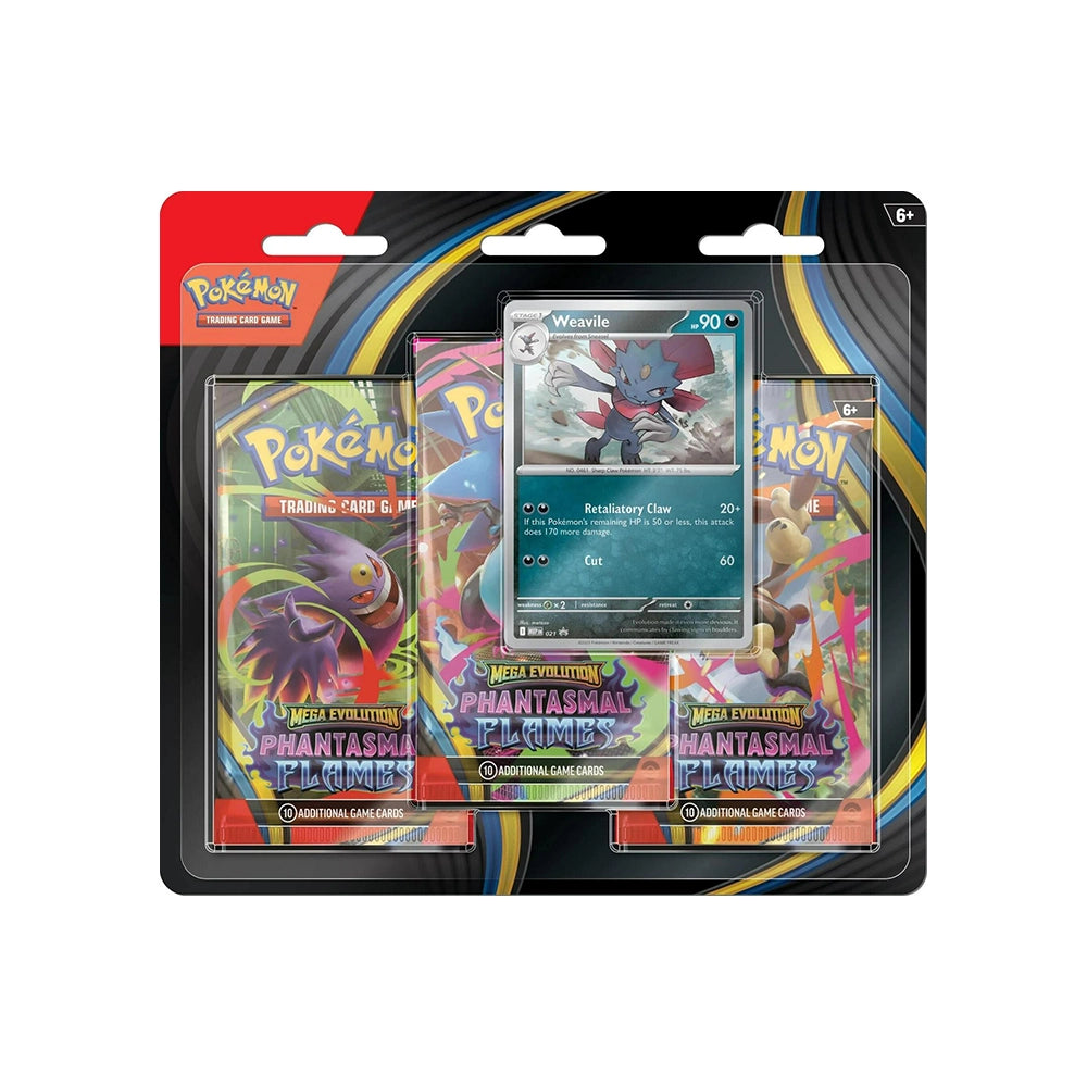 Pokémon TCG – Mega Evolution: Phantasmal Flames Weavile 3-Pack Blister – ME02 – English