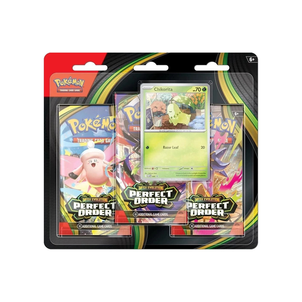 Pokémon TCG – Mega Evolution: Perfect Order Chikorita 3-Pack Blister – ME03 – English